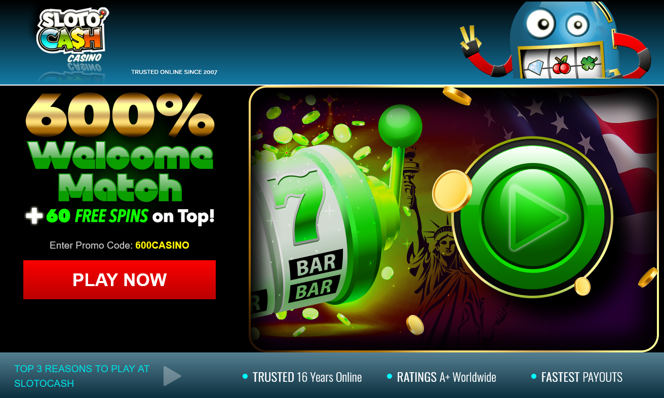 Slotocash 600% + 60 Spins